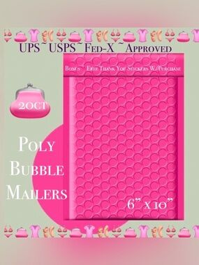 20ct   Bubble Poly Mailers 👙🆕👙 
Boutique Mailers  w/ 50ct Free Stickers